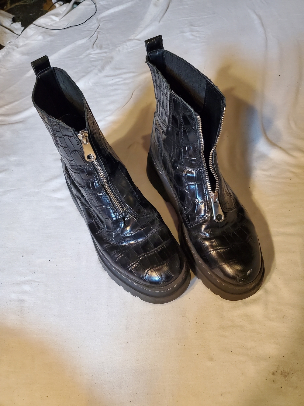 Marc Fisher Black Lug-Sole Ankle Boots